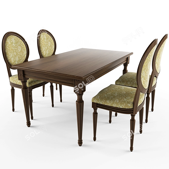 Elegant Maria Rosa Dining Set 3D model image 1