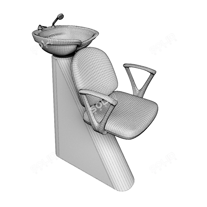 Deep White Sink + Comfy Black Chair 3D model image 2