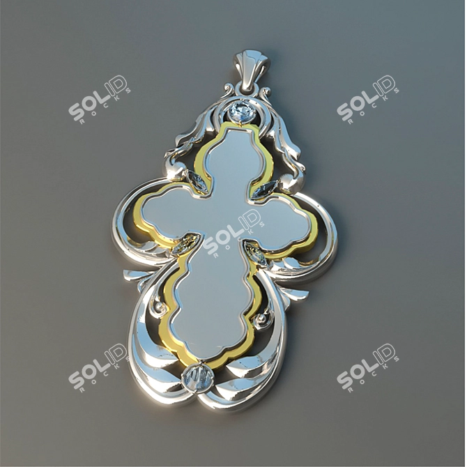 Title: Elegant Cross Pendant 3D model image 1