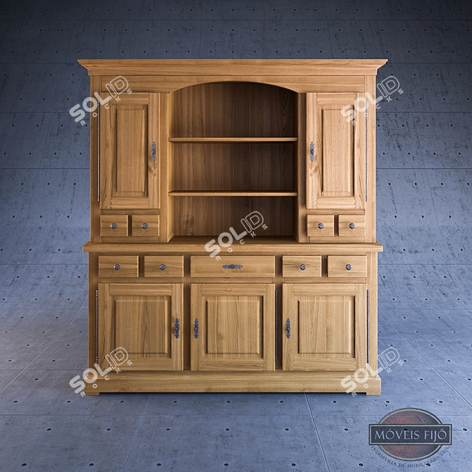 Elegant Buffet Wardrobe: 3-Door Storage Solution 3D model image 1