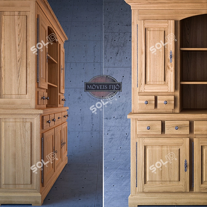 Elegant Buffet Wardrobe: 3-Door Storage Solution 3D model image 2