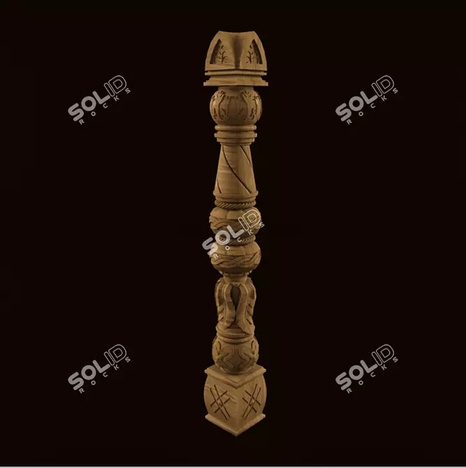 Title: Ancient Russian Style Carved Pillar 3D model image 2