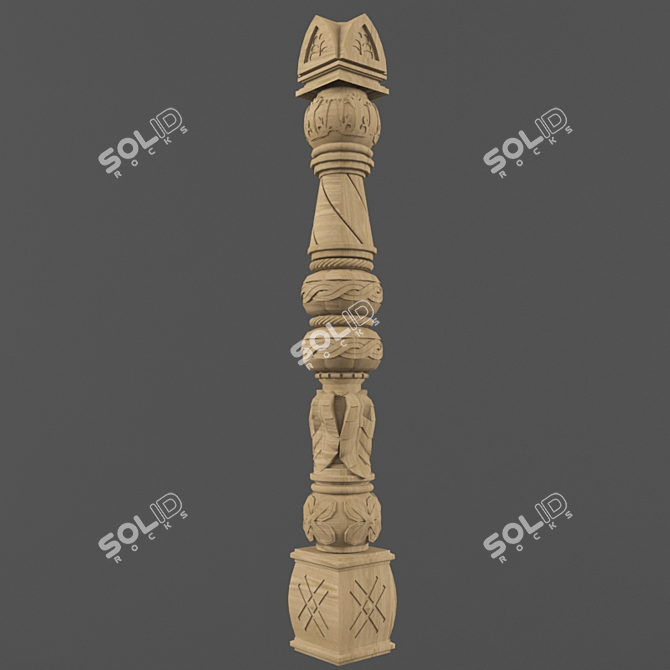 Title: Ancient Russian Style Carved Pillar 3D model image 3