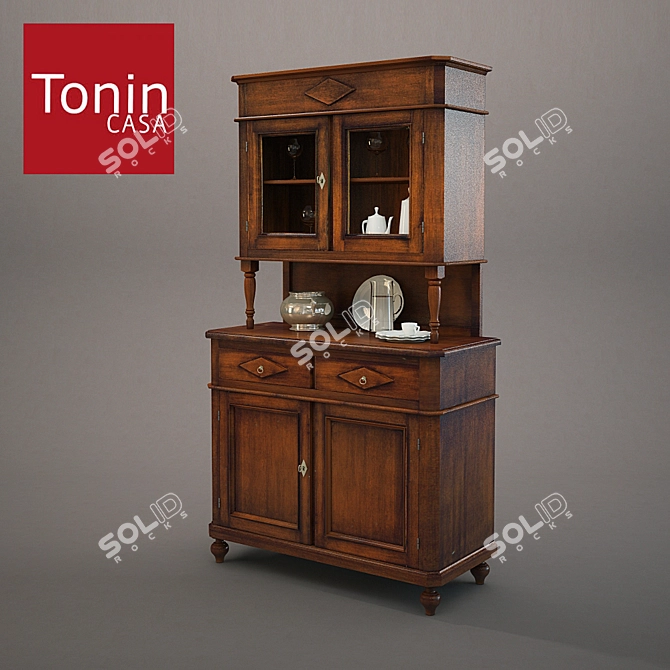 Vintage Wood Buffet | Art 3968 3D model image 1