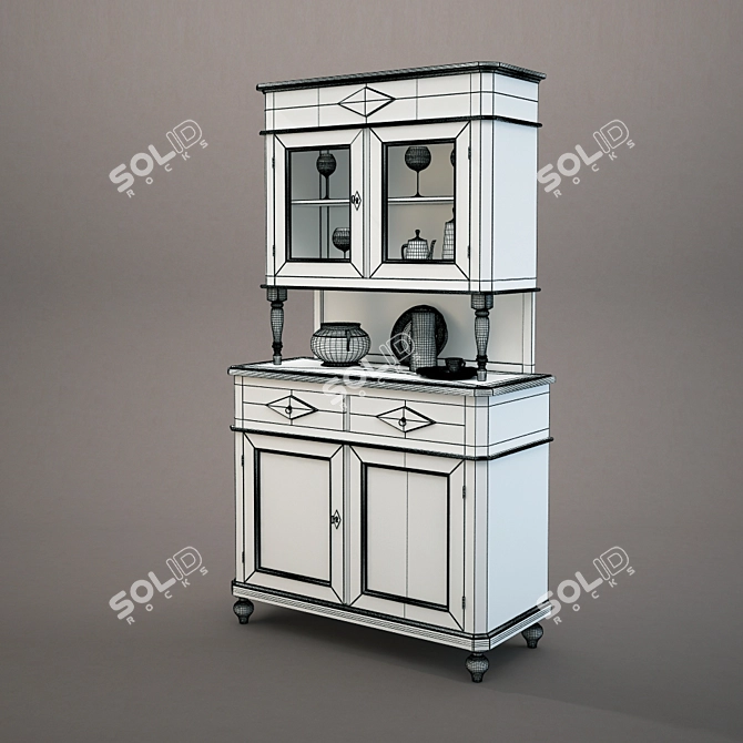 Vintage Wood Buffet | Art 3968 3D model image 3