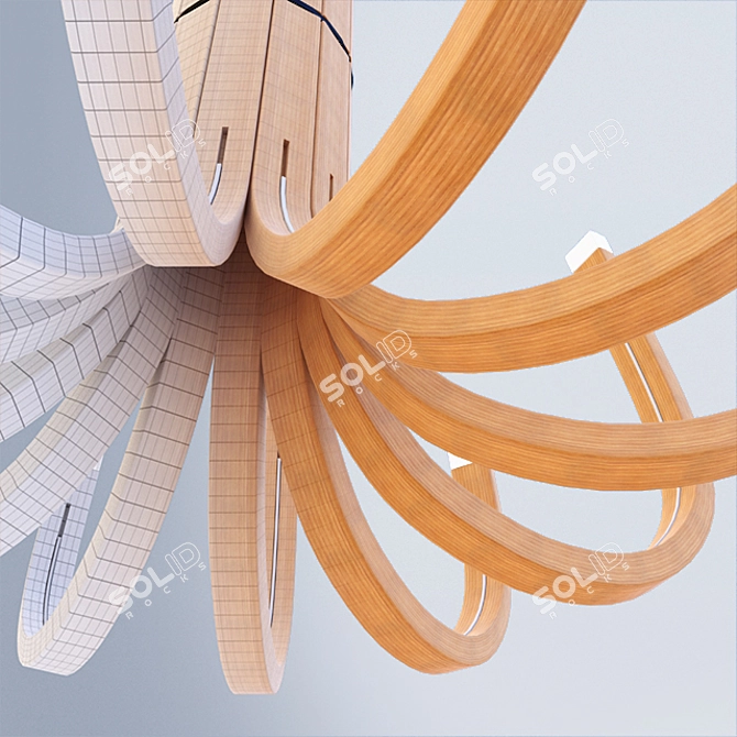 Nordic Wood LED Chandelier 3D model image 2