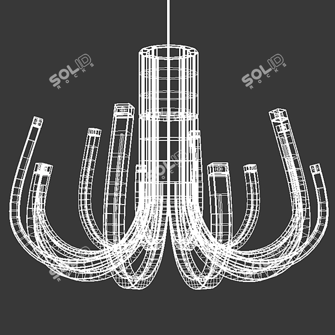 Nordic Wood LED Chandelier 3D model image 3