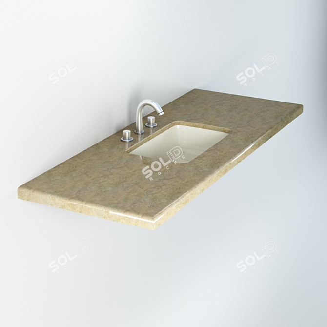 Elegant Granite Wash Basin 3D model image 1