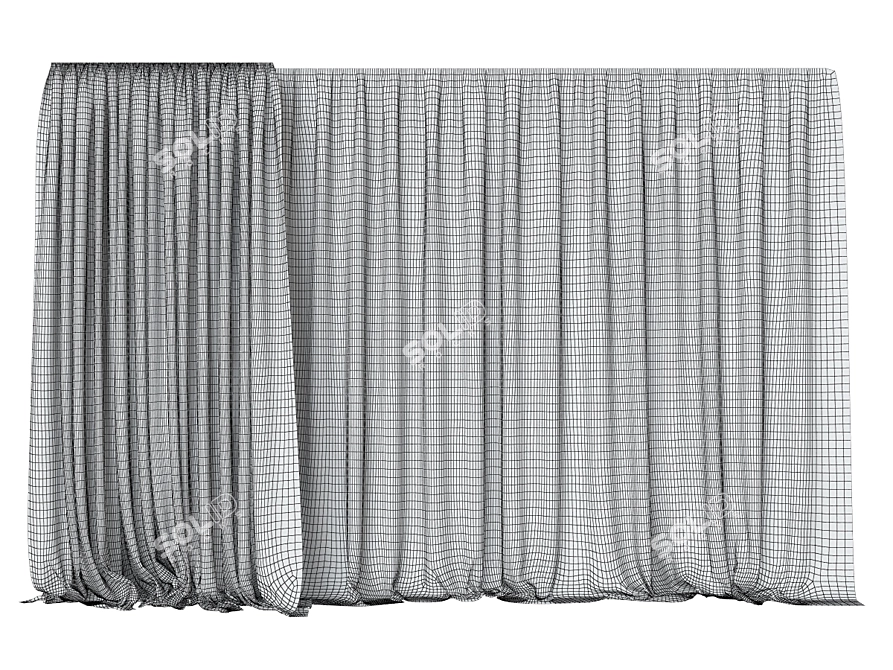 Ethereal Tulle Curtain 3D model image 2