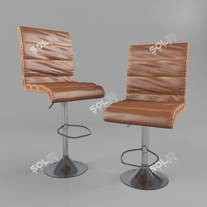 Elegant Leather Swivel Bar Stool 3D model image 2