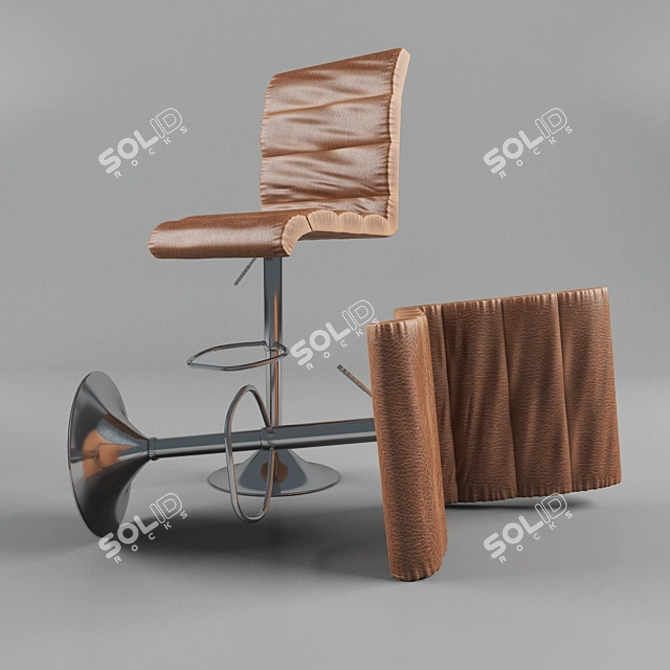 Elegant Leather Swivel Bar Stool 3D model image 3