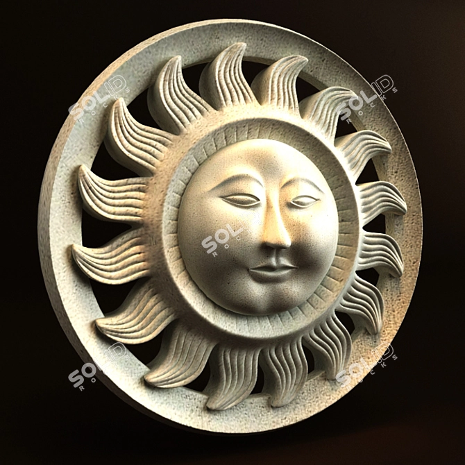 Balinese Sun Face Carving 3D model image 1