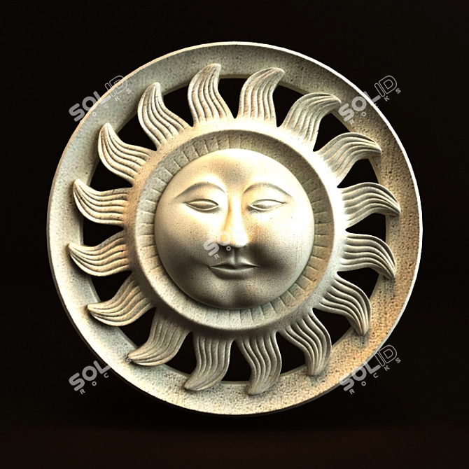 Balinese Sun Face Carving 3D model image 2