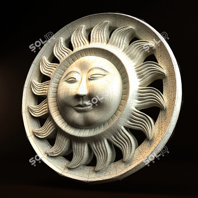 Balinese Sun Face Carving 3D model image 3