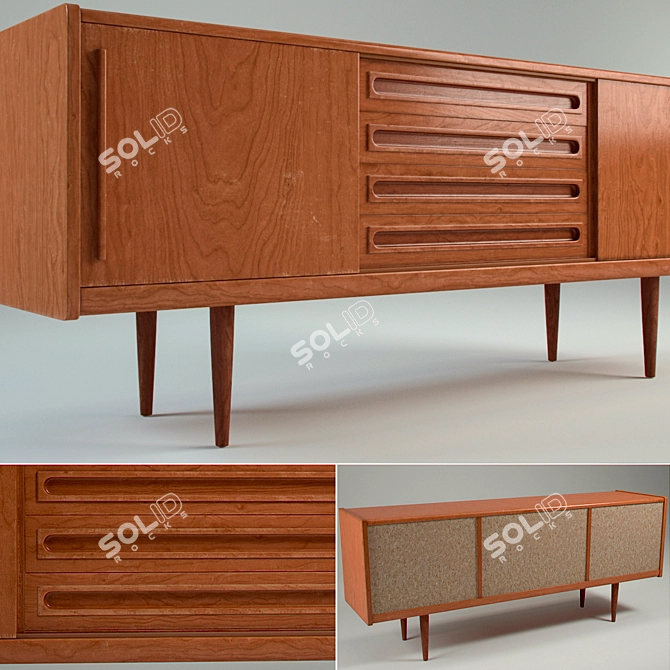 Authentic Aged Vintage Sideboard 3D model image 1