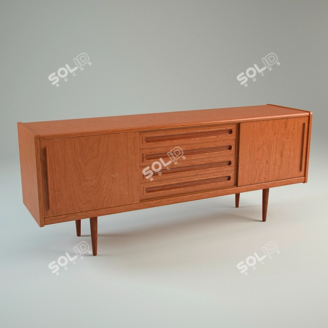 Authentic Aged Vintage Sideboard 3D model image 2