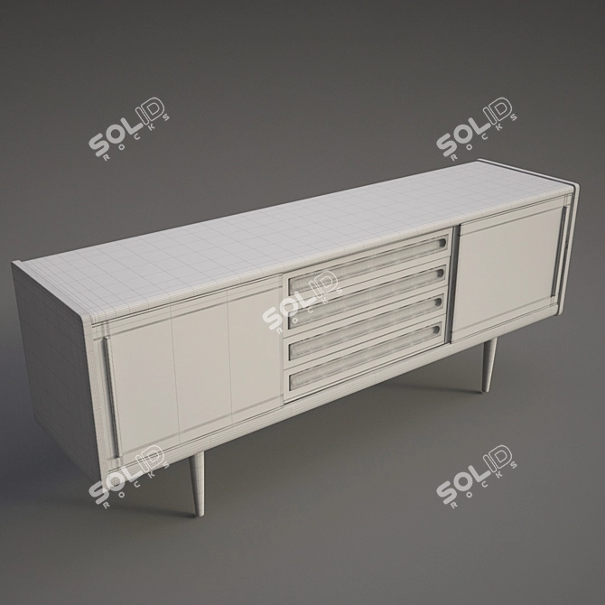 Authentic Aged Vintage Sideboard 3D model image 3