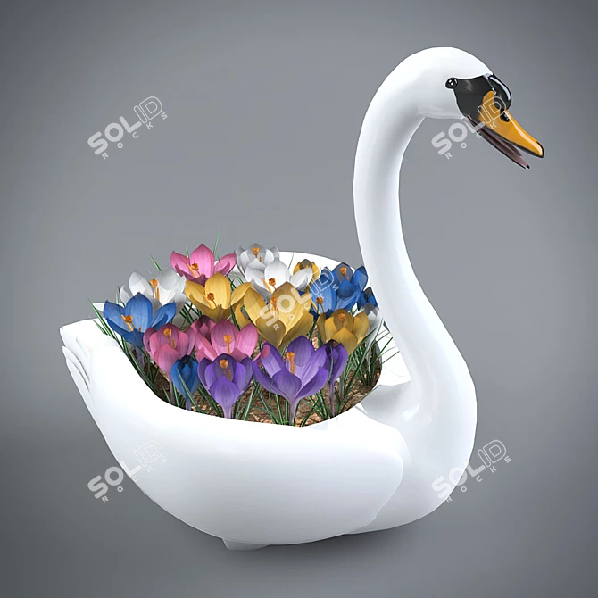 Blooming Beauty: Decorative Crocus Pot 3D model image 1