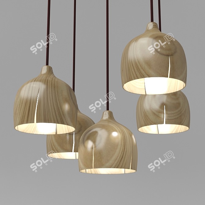 Natural Wood Pendant Light 3D model image 1