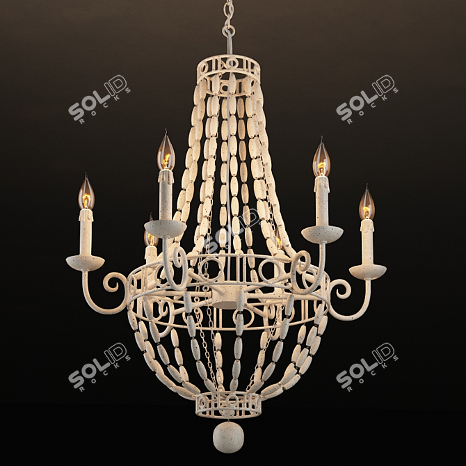 Gesso Finish 6-Light Chandelier 3D model image 1