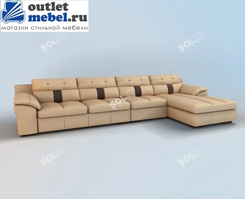 Stylish Sofa Roy: Genuine Leather, French Sleeper, Storage 3D model image 1