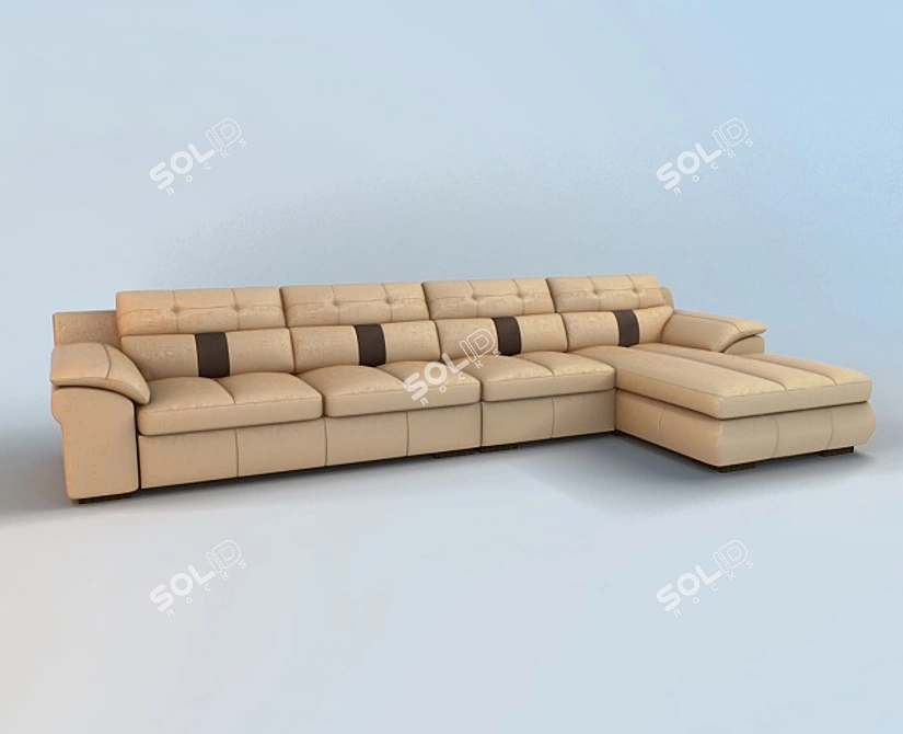 Stylish Sofa Roy: Genuine Leather, French Sleeper, Storage 3D model image 2