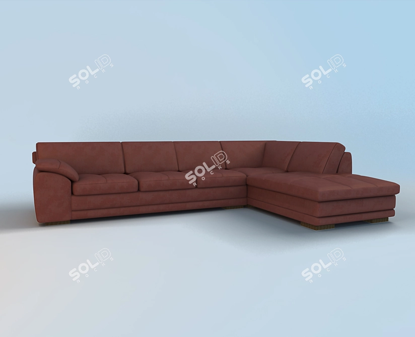 Luxury Leather Sofa Set with Ottoman 3D model image 2