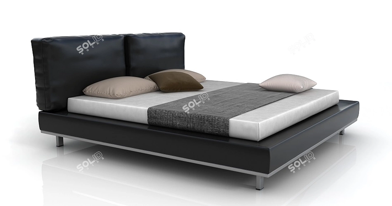 Kafka Bed: Genuine Leather, Stainless Steel, Free Moscow Delivery 3D model image 2
