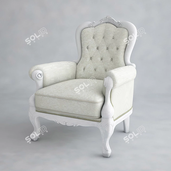 Elegance in White: Dialma Brown Armchair 3D model image 1