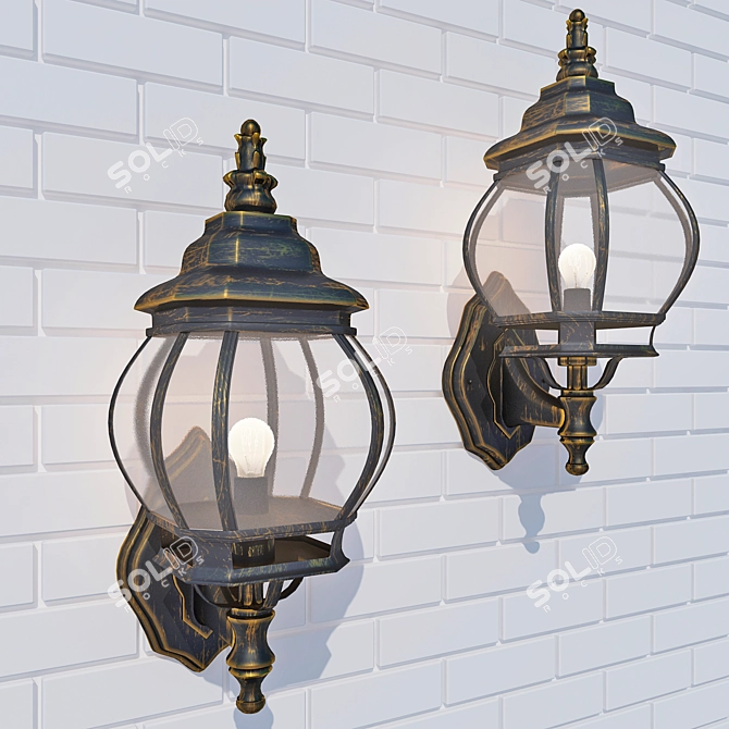 Elegant Black and Gold Wall Light 3D model image 1