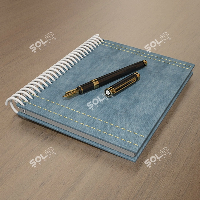Classic Writing Set: Pen & Notebook 3D model image 1
