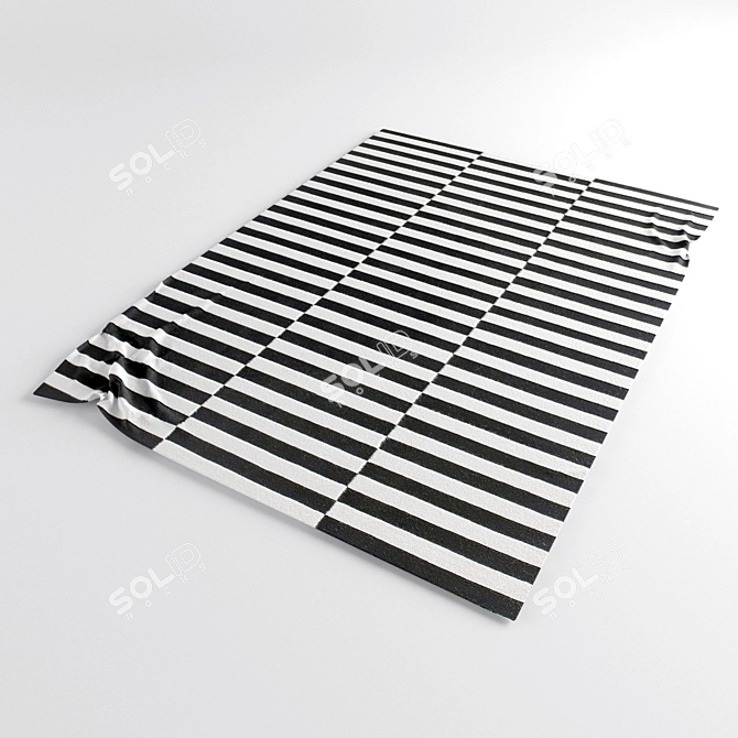 Striped Monochrome Rug 3D model image 1