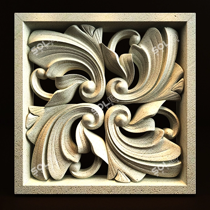 Exquisite Bali Carving Ornament 3D model image 2