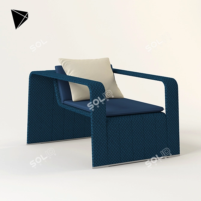 Modern Red and Blue Armchair 3D model image 1