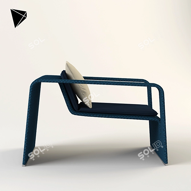 Modern Red and Blue Armchair 3D model image 3