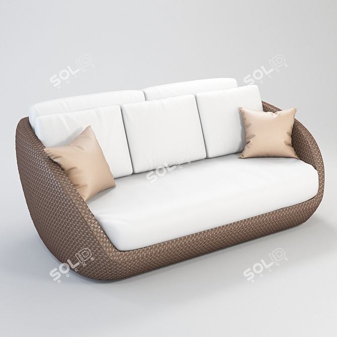 ROBERTI St. Tropez Wicker Sofa: Classic Elegance 3D model image 1