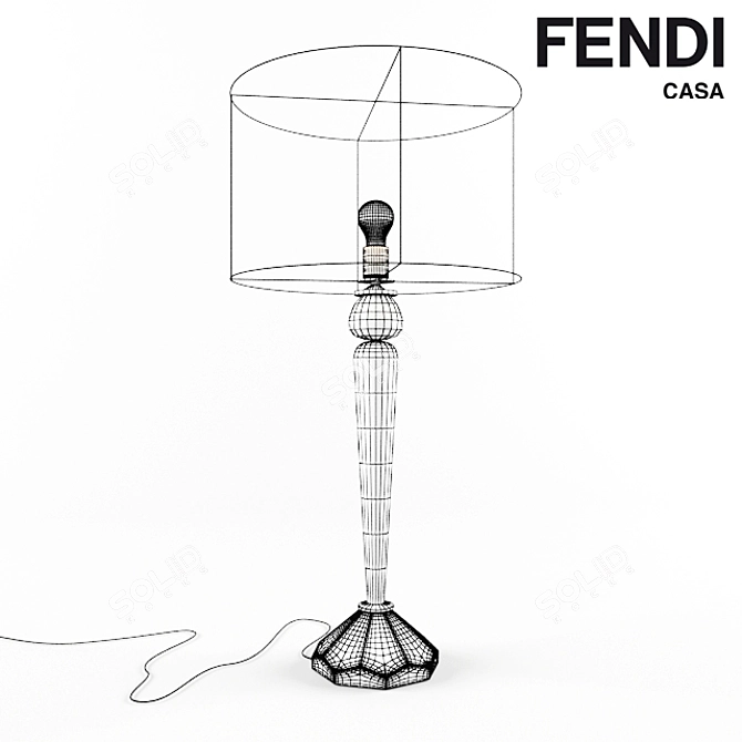 Hand-blown Murano Glass Table Lamp 3D model image 2