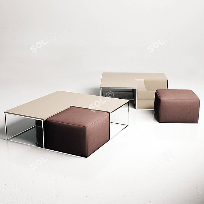 Minimalist Low Table: ARIA Abstract Design 3D model image 2