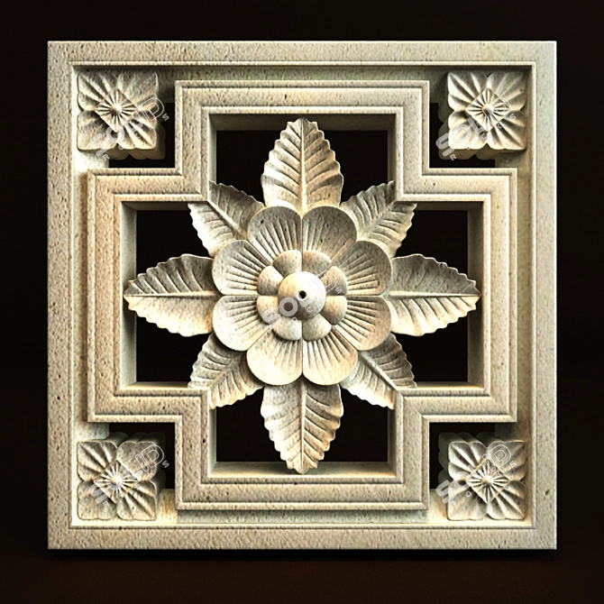 Exquisite Bali Carving Ornament 3D model image 1