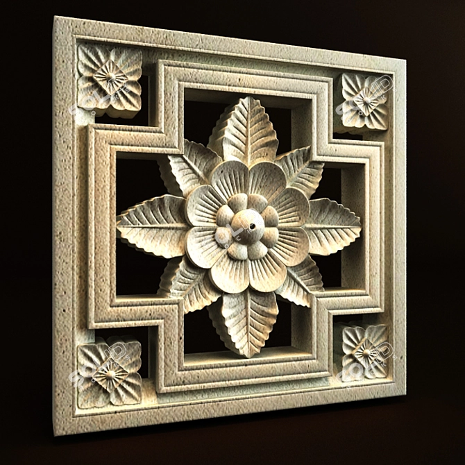 Exquisite Bali Carving Ornament 3D model image 2