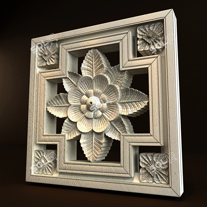 Exquisite Bali Carving Ornament 3D model image 3