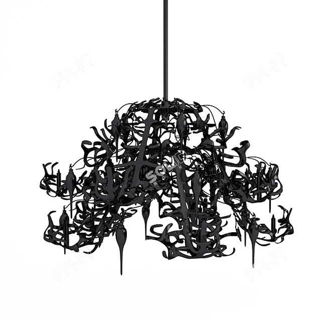 Flower Power Metal Crystal Ceiling Light 3D model image 1