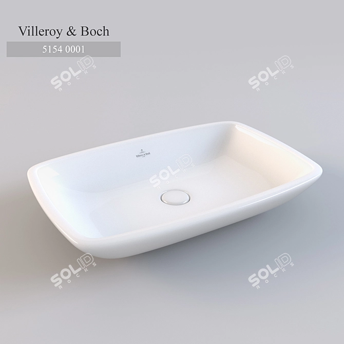 Modern Rectangular Porcelain Basin - Villeroy & Boch Loop & Friends 3D model image 1