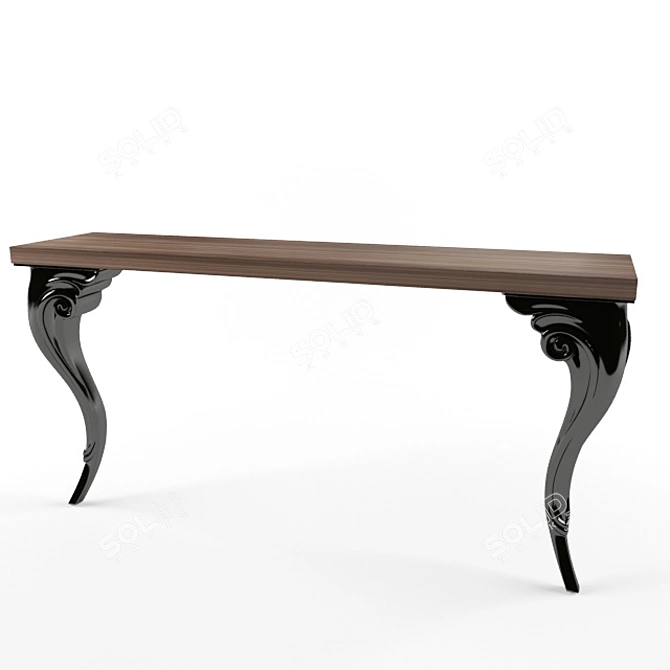 Modern Wood and Metal Console 3D model image 1
