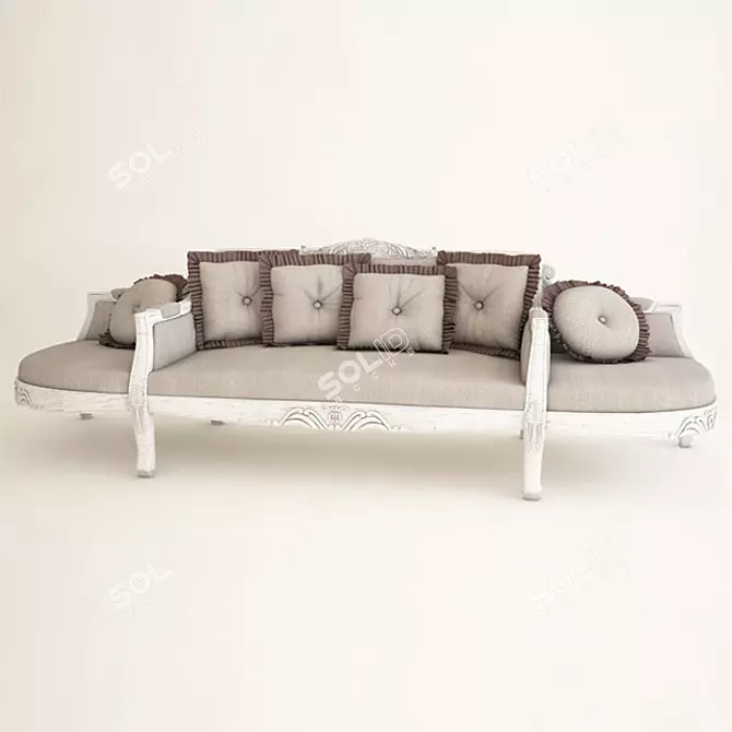 Vintage White Round Sofa by Dialma Brown 3D model image 1