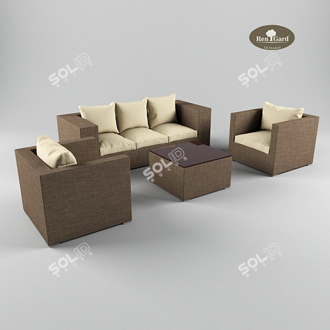 Modern 5-Person Lounge Group 3D model image 1