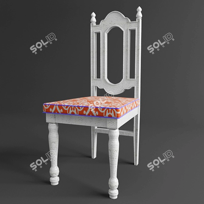 Title: Restored Vintage Chair with Elegant Drapery 3D model image 1