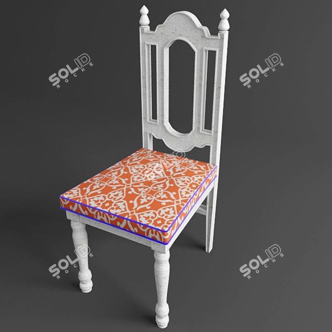 Title: Restored Vintage Chair with Elegant Drapery 3D model image 3