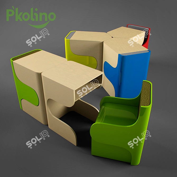 Pkolino Compact Desk & Chair 3D model image 1