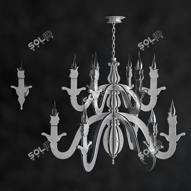 Luxury Night Watch: Elegant Metal & Crystal Lamp 3D model image 1